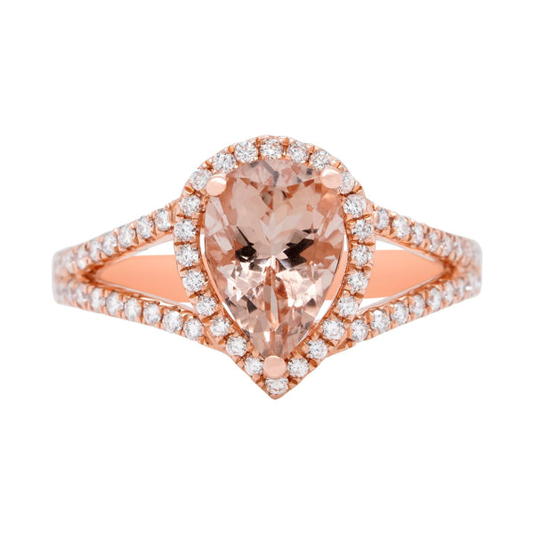 1.80ct Morganite Ring With 0.39tct Diamonds Set In 14kt Rose Gold