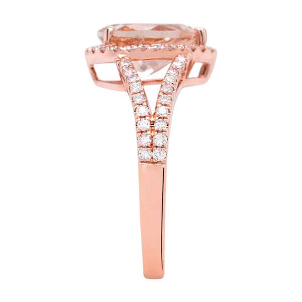 1.80ct Morganite Ring With 0.39tct Diamonds Set In 14kt Rose Gold