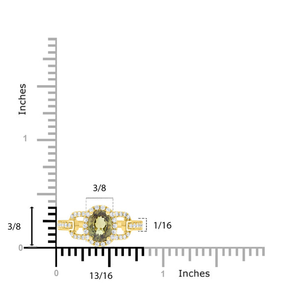 1.28 Demantoid Garnet Rings with 0.27tct Diamond set in 14K Yellow Gold