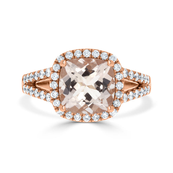 2.60t Morganite Rings with 0.50tct diamonds set in 14kt rose gold