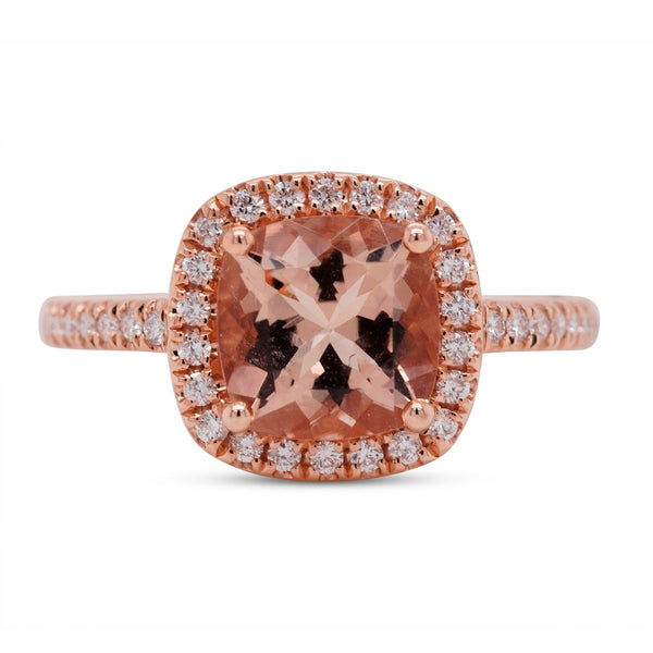 1.95Ct Morganite Ring With 0.28Tct Diamonds In 14K Rose Gold