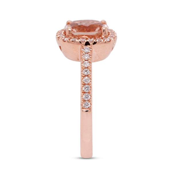 1.95Ct Morganite Ring With 0.28Tct Diamonds In 14K Rose Gold