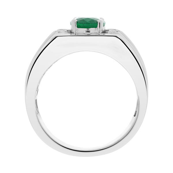 1.48ct Emerald Ring With 0.16tct Diamonds Set In 14kt White Gold