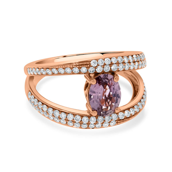 1.12ct Sapphire Rings with 0.64tct diamonds set in 14KT rose gold