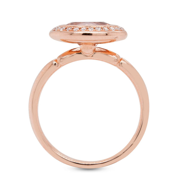 1.58ct Morganite Ring With 0.15tct Diamonds Set In 14kt Rose Gold