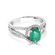 1.14ct Emerald ring with 0.43tct diamonds set in 14kt white gold