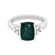 Deep Green 2.93Ct Cushion Cut Emerald Open Bezel Ring With 0.30Tct Diamond In 14Kt White Gold Ring