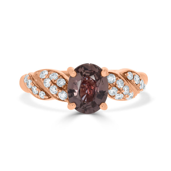 1.50ct Sapphire Rings with 0.28ct diamonds set in 14KT rose gold