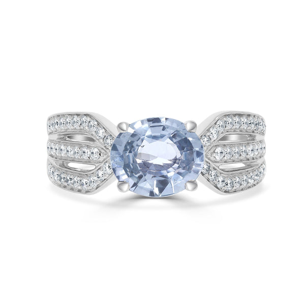 2.18ct Sapphire Rings  with 0.34tct diamonds set in 14KT white gold