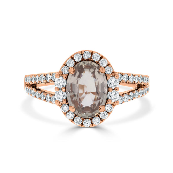 2.27ct Sapphire Rings  with 0.61tct diamonds set in 14KT rose gold