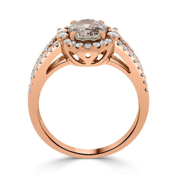 2.27ct Sapphire Rings  with 0.61tct diamonds set in 14KT rose gold