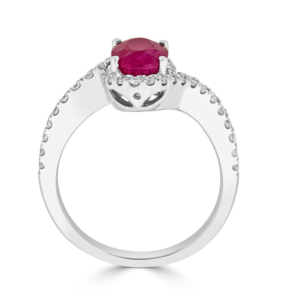 2.23ct Ruby with 0.42tct diamonds set in 14K white gold