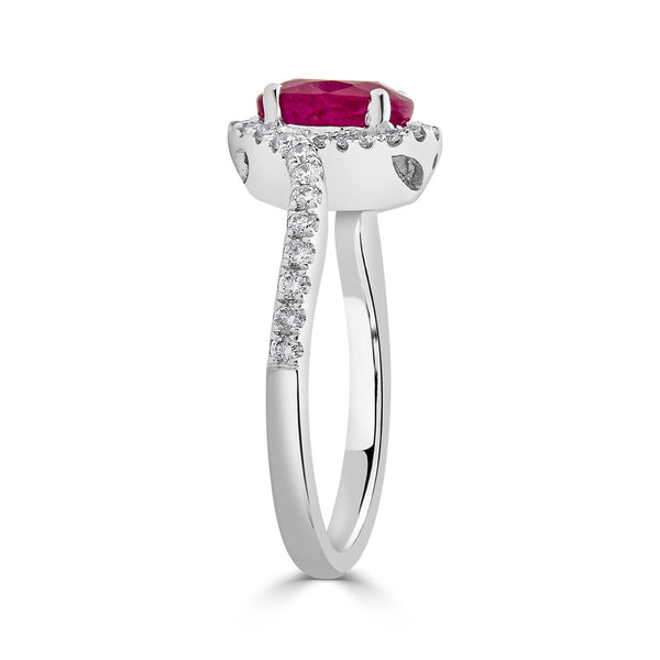 2.23ct Ruby with 0.42tct diamonds set in 14K white gold