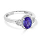 1.31ct Tanzanite ring with 0.22tct diamonds set in 14kt white gold