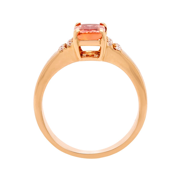 1.38Ct Imperial Topaz Ring With 0.85Tct Diamonds In 14K Yellow Gold