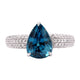 4.24ct Blue Zircon Rings with 0.43ct diamonds set in 14K white gold
