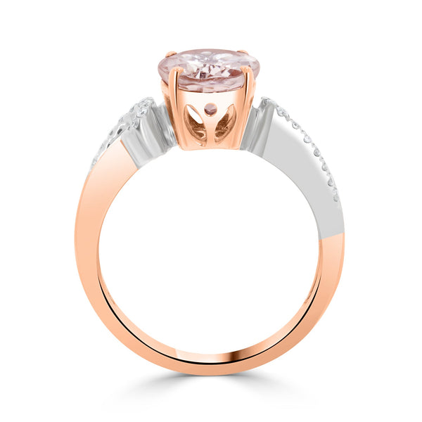 2.43 Morganite Rings with 0.14tct Diamond set in 14K Two Tone Gold