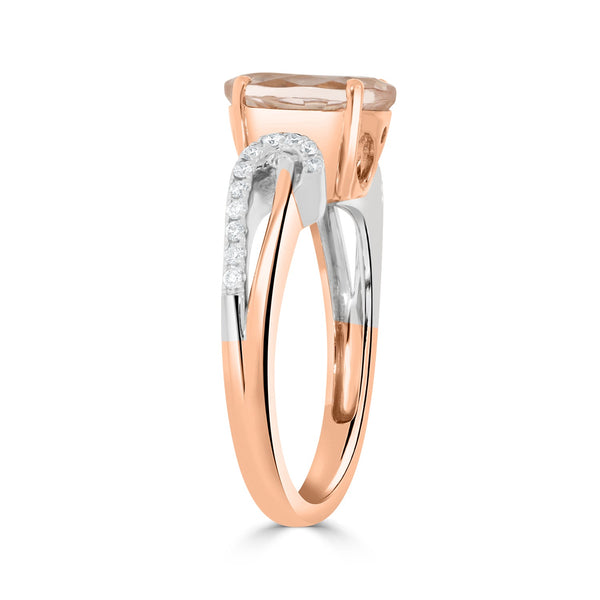2.43 Morganite Rings with 0.14tct Diamond set in 14K Two Tone Gold