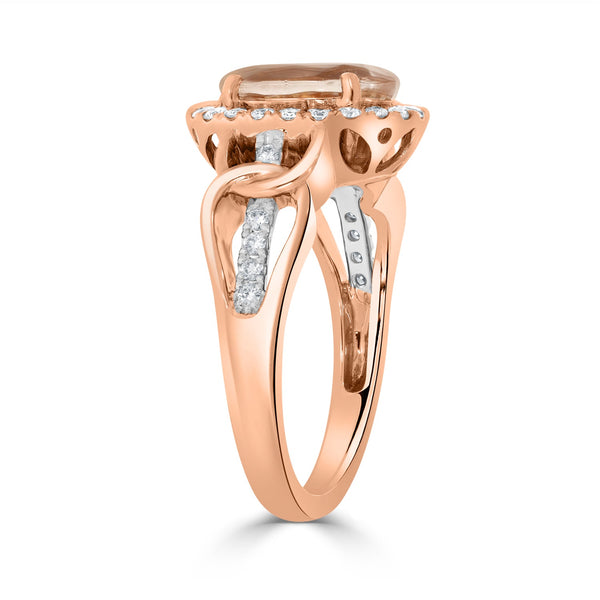 2.4ct Morganite Rings with 0.36tct Diamond set in 14K Two Tone Gold
