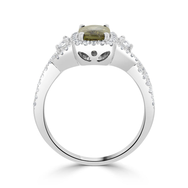 1.73ct Demantoid Garnet Rings with 0.55tct Diamond set in 14K White Gold