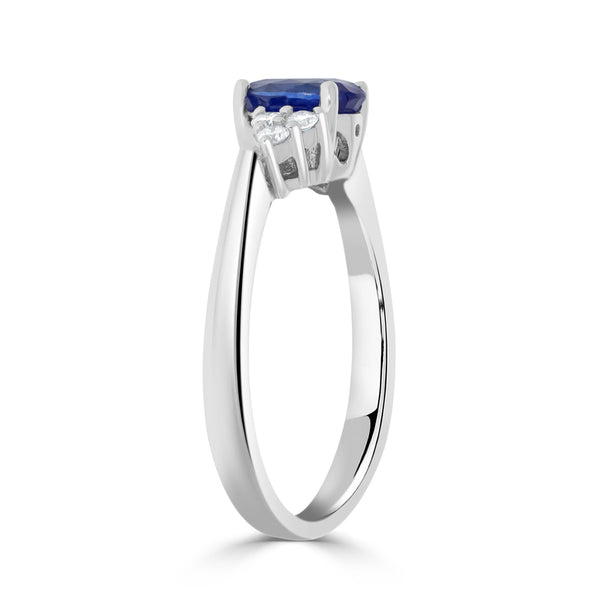 1.23ct Sapphire Ring with 0.13tct Diamonds set in 14K White Gold