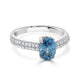 2.29ct Blue Zircon Rings with 0.22tct diamonds set in 14kt white gold