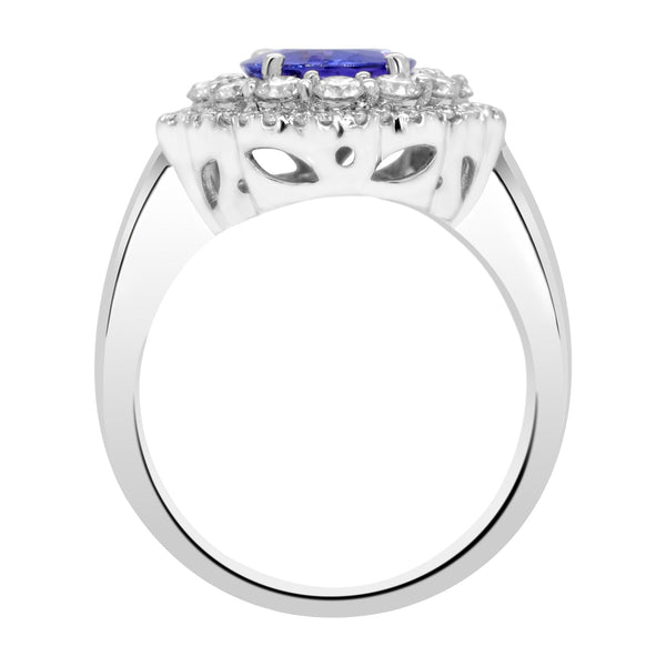 2.35ct Tanzanite Ring With 0.89tct Diamonds Set In 14kt White Gold