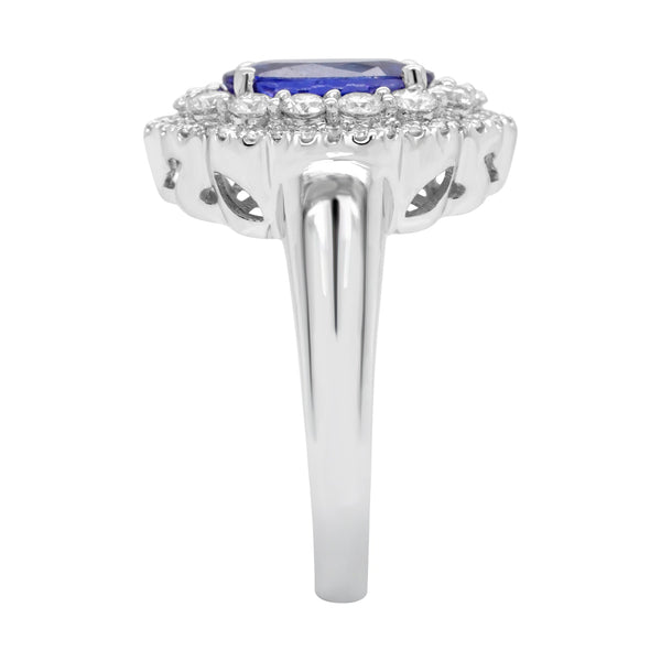 2.35ct Tanzanite Ring With 0.89tct Diamonds Set In 14kt White Gold