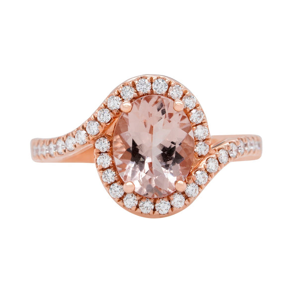 1.72ct Morganite Ring With 0.52tct Diamonds Set In 14kt Rose Gold