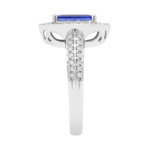 2.08ct Tanzanite Ring With 0.47tct Diamonds Set In 14kt White Gold