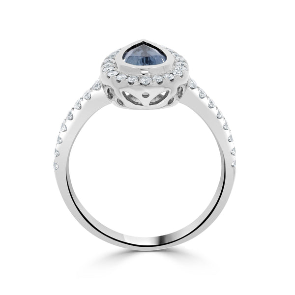 1.07ct Sapphire Rings with 0.36tct diamonds set in 18KT white gold