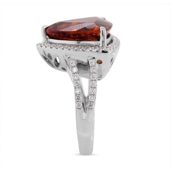 9.80ct Madeira Citrine ring with 0.67tct diamonds set in 14K white gold