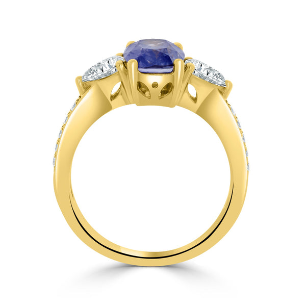 2.08ct Sapphire Rings with 0.71tct diamonds set in 14KT yellow gold