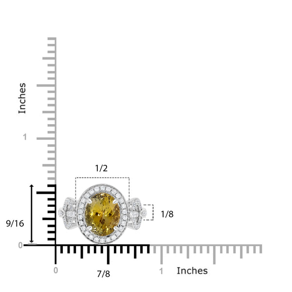 3.73ct Golden Tanzanite Rings with 0.4tct Diamond set in 14K White Gold