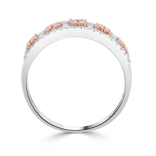 0.24 Pink Diamond Rings with 0.33tct Diamond set in 14K White Gold