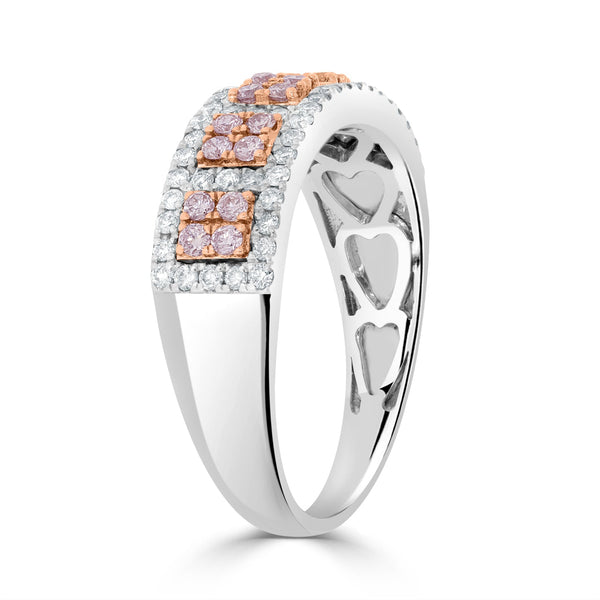 0.24 Pink Diamond Rings with 0.33tct Diamond set in 14K White Gold