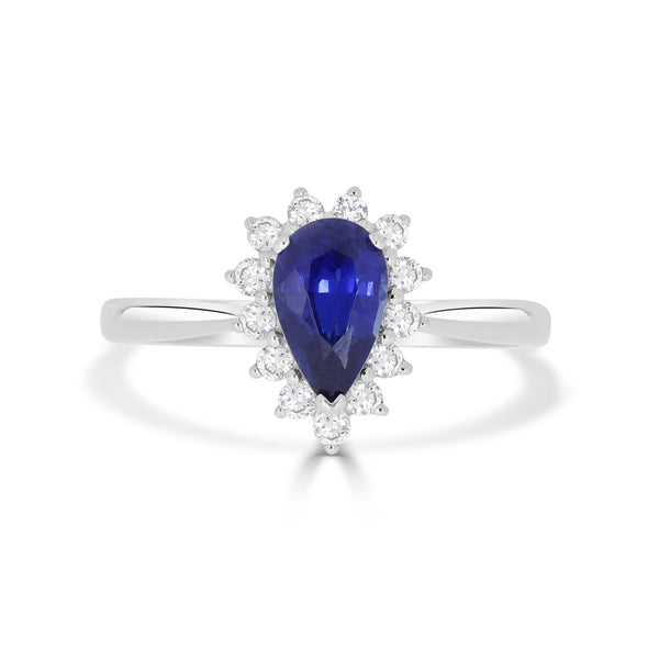 1.13ct Sapphire Ring with 0.25tct Diamond s set in 14K White Gold