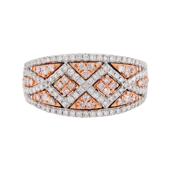 0.33Tct Pink Diamond With 0.50Tct White Diamonds In Two Tone Gold Band