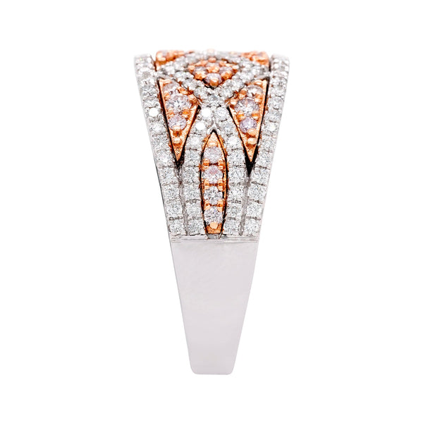 0.33Tct Pink Diamond With 0.50Tct White Diamonds In Two Tone Gold Band