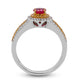 0.70ct Ruby ring with 0.44ct diamonds set in 14KW-22K two tone gold