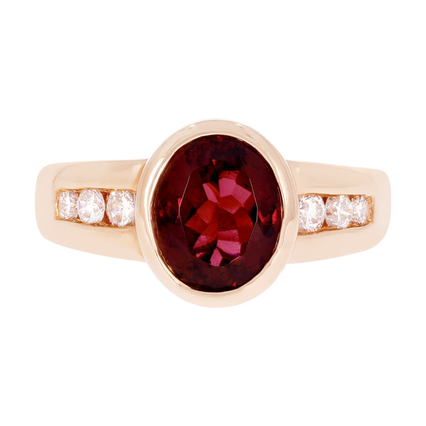 2.22ct Tourmaline ring with 0.31tct diamonds set in 14kt rose gold