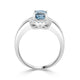2.33 Blue Zircon Rings with 0.71tct Diamond set in 14K White Gold