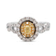 0.20Ct Yellow Diamond Ring With 0.60Tct Diamond Accents In 18K Two Tone Gold