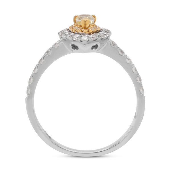0.23Ct Yellow Diamond Ring With 0.60Tct Diamonds In 18K White Gold & 22K Yellow Gold
