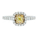 0.21Ct Yellow Diamond Ring With 0.48Tct Diamonds In 18K Two Tone Gold