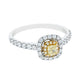 0.21Ct Yellow Diamond Ring With 0.48Tct Diamonds In 18K Two Tone Gold