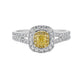 0.31ct Yellow Diamond ring with 0.57tct accent diamoidns set in 18K two tone gold