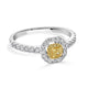0.11ct Yellow Diamond ring with 0.48tct accent diamonds set in 18K two tone ring