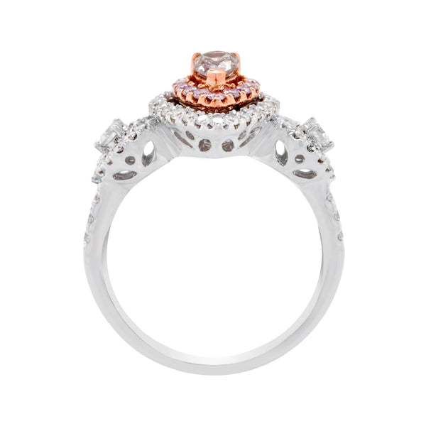 0.24ct Pink Diamond Ring with 0.77tct Diamonds set in 14K Two Tone Gold