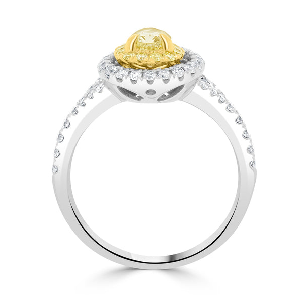 0.5ct Yellow Diamond Rings with 0.63tct Diamond set in 14K Two Tone Gold